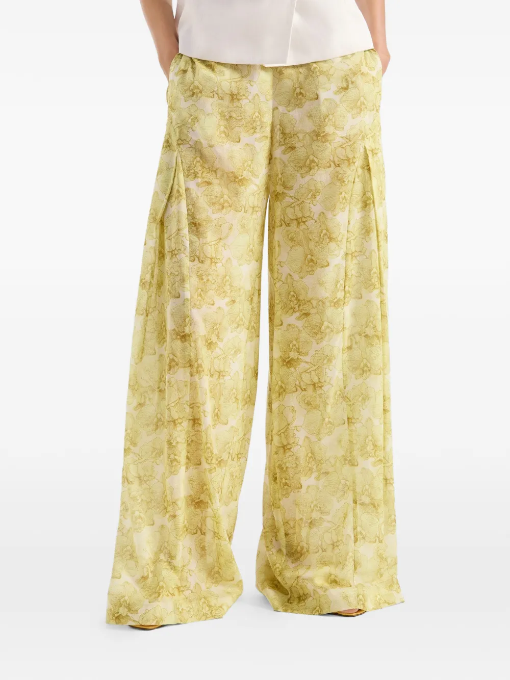 Genny Flower Jungle Muslin broek Geel