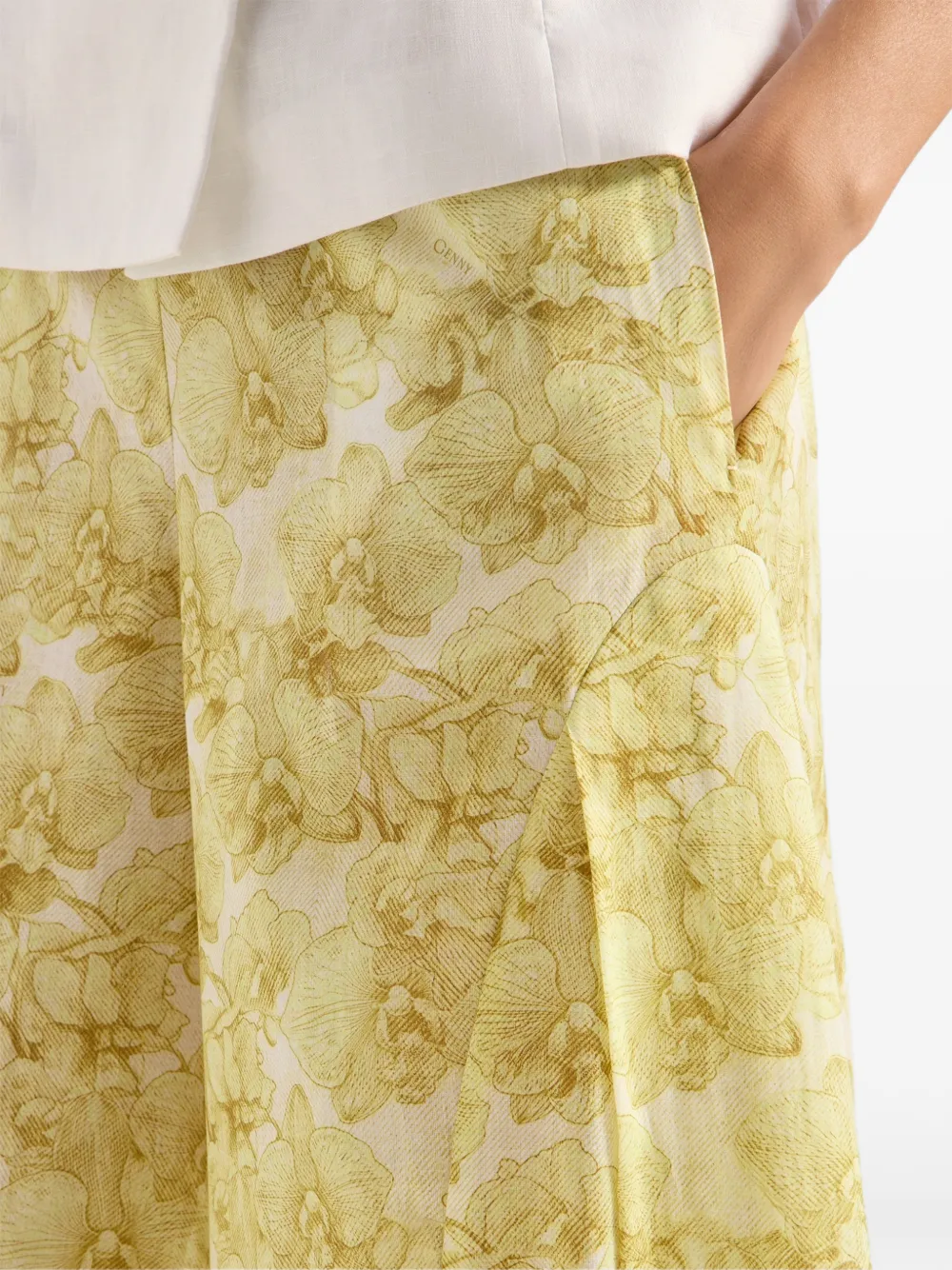 Genny Flower Jungle Muslin broek Geel