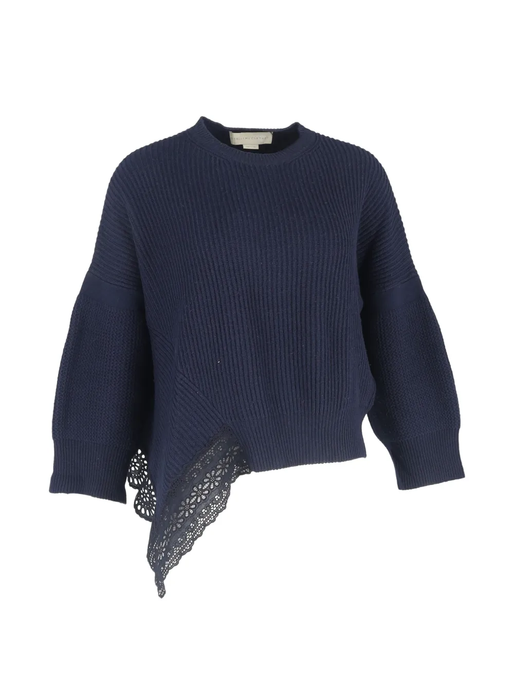 Stella McCartney Pre-Owned 2025 lace-trim ribbed knit sweater - Blu