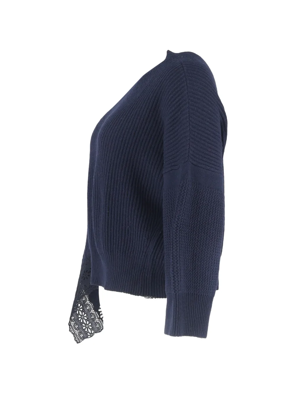  Stella Mccartney Pre-owned 2025 Lace-trim Ribbed Knit Sweater - Blue 