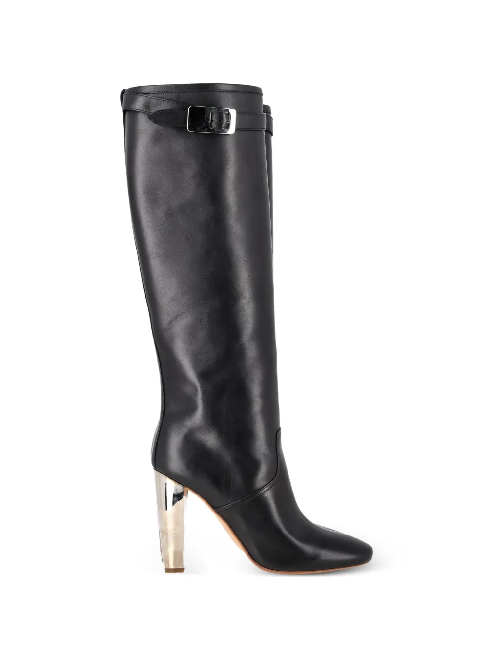 Hermès Pre-Owned chrome-heel leather boots - Nero