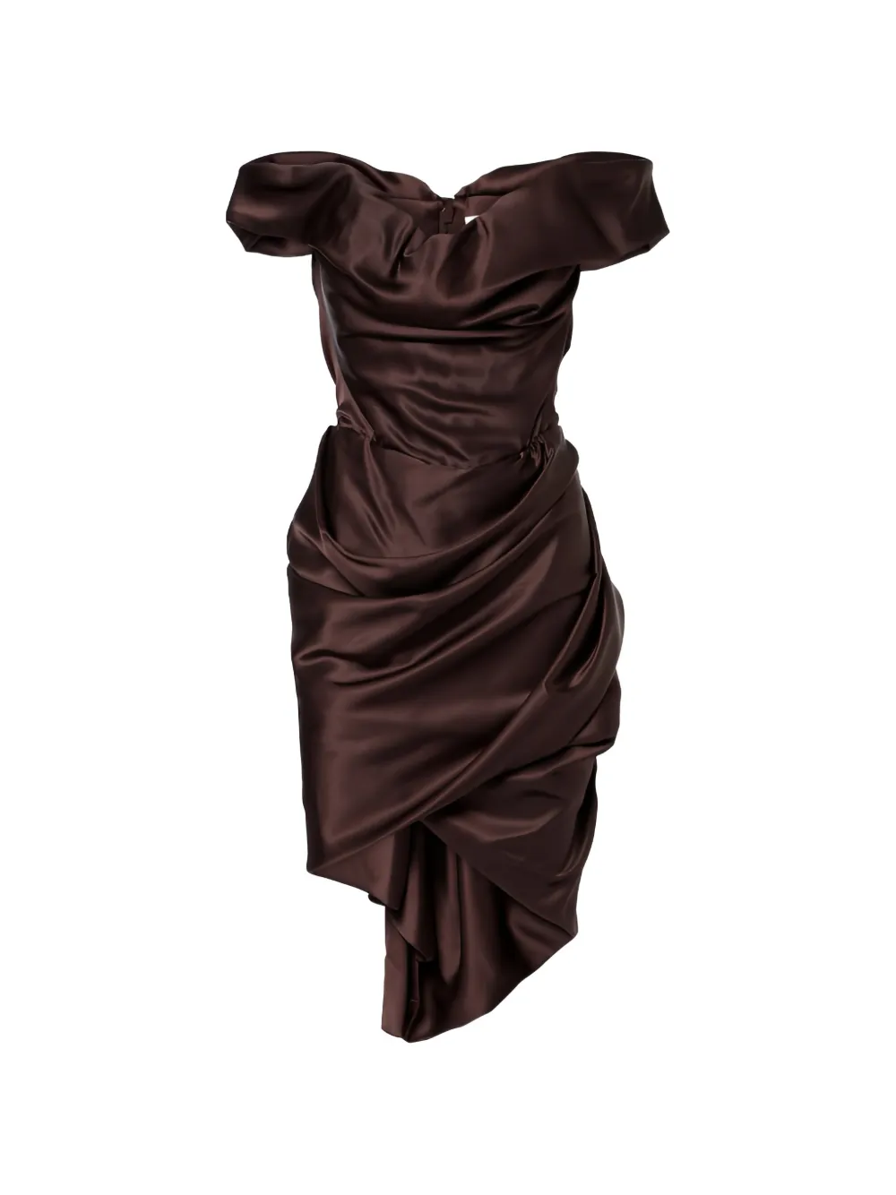 Vivienne Westwood Nova Cora asymmetrical draped dress - Marrone