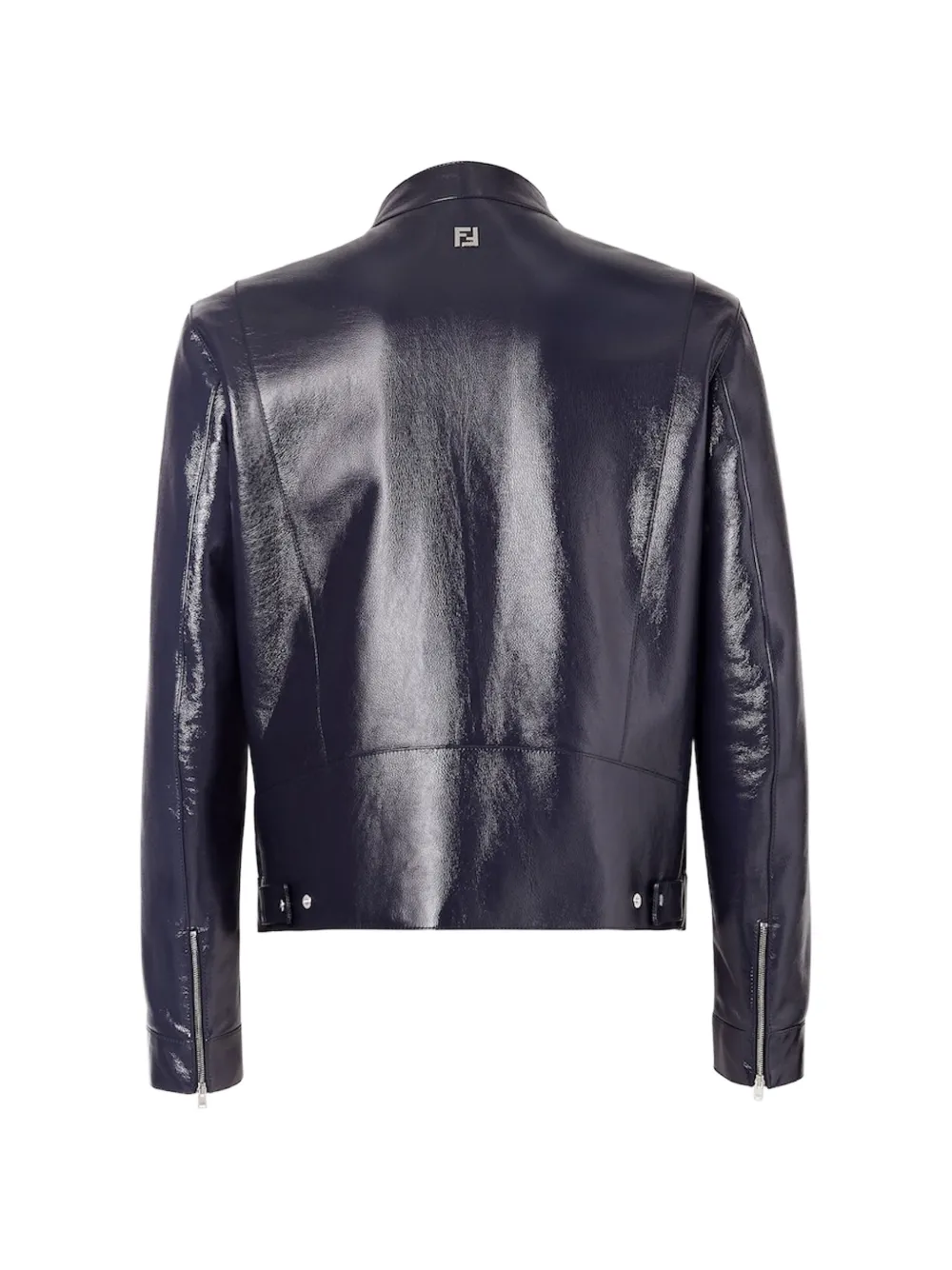 FENDI Shiny blue leather blouson Blauw