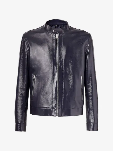 FENDI Shiny blue leather blouson