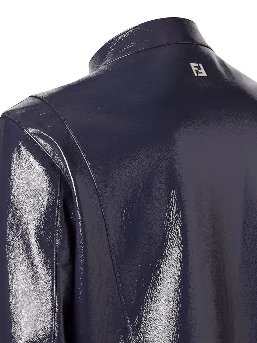 FENDI Shiny blue leather blouson Blauw