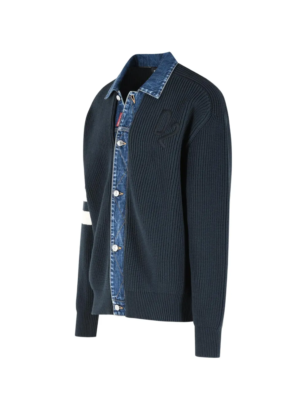  Dsquared2 Denim-collar Ribbed Cardigan - Blue 