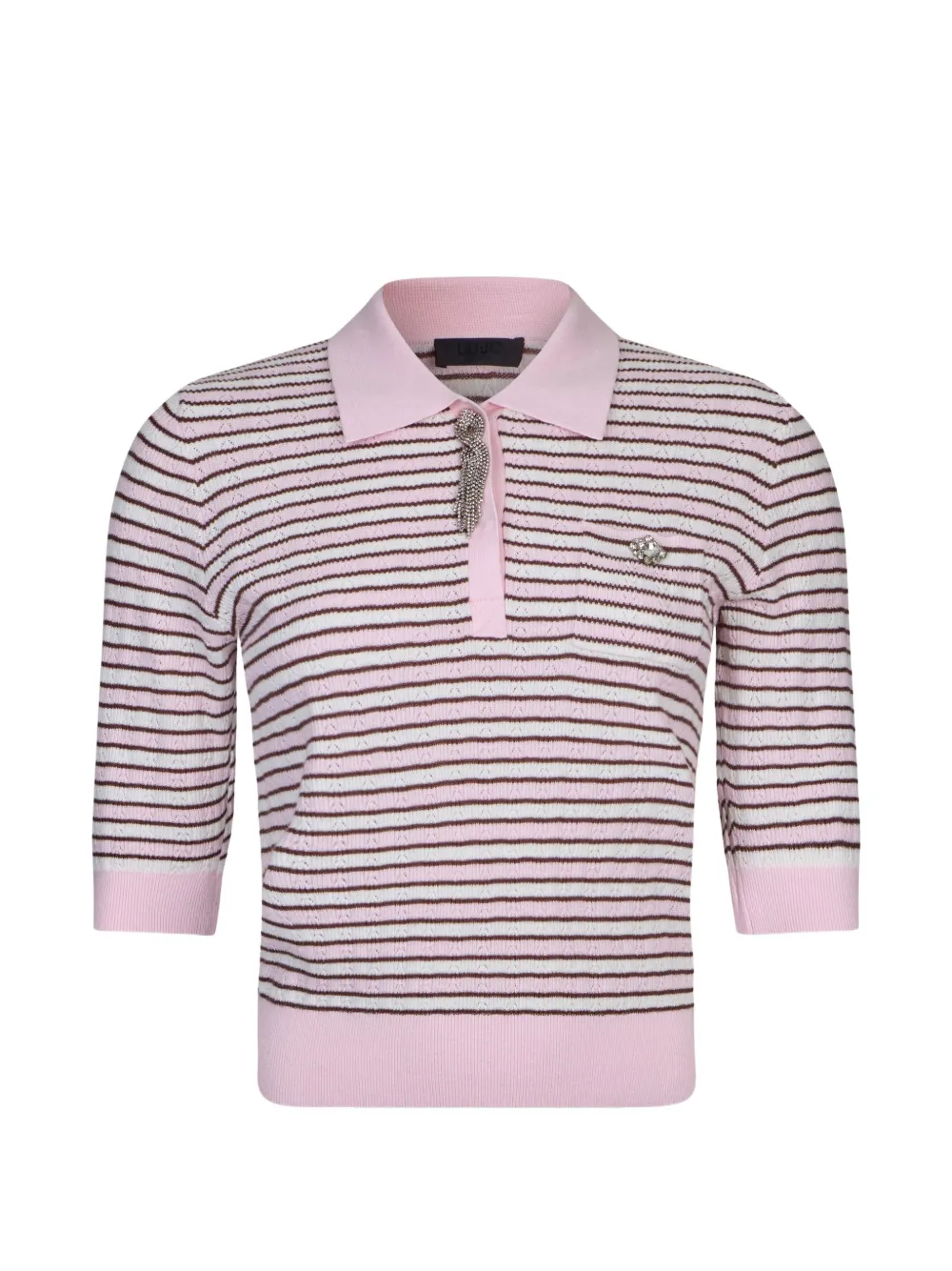 LIU JO striped-pattern polo top - Rosa