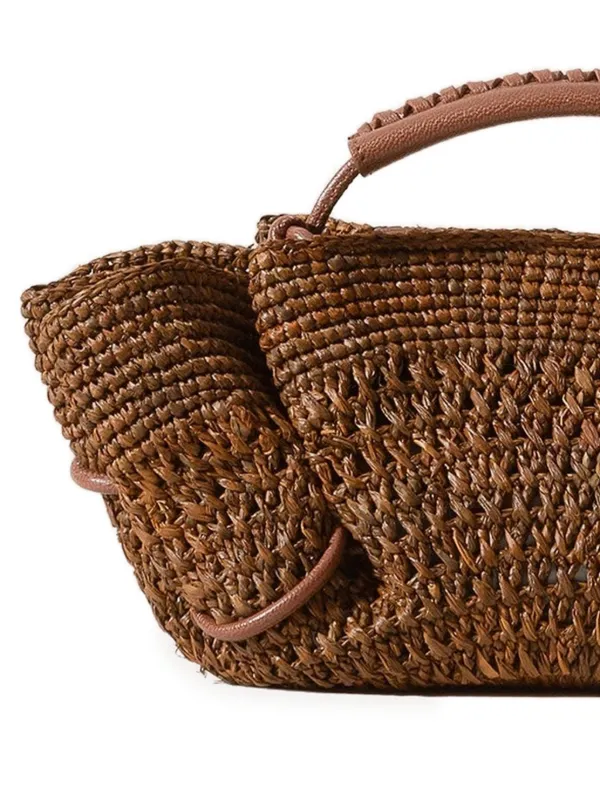 Hereu Mini Arta Crochet Raffia Tote Bag | Brown | FARFETCH JO