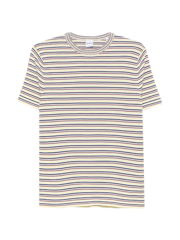 ASPESI Knit Striped-pattern T-shirt in Yellow