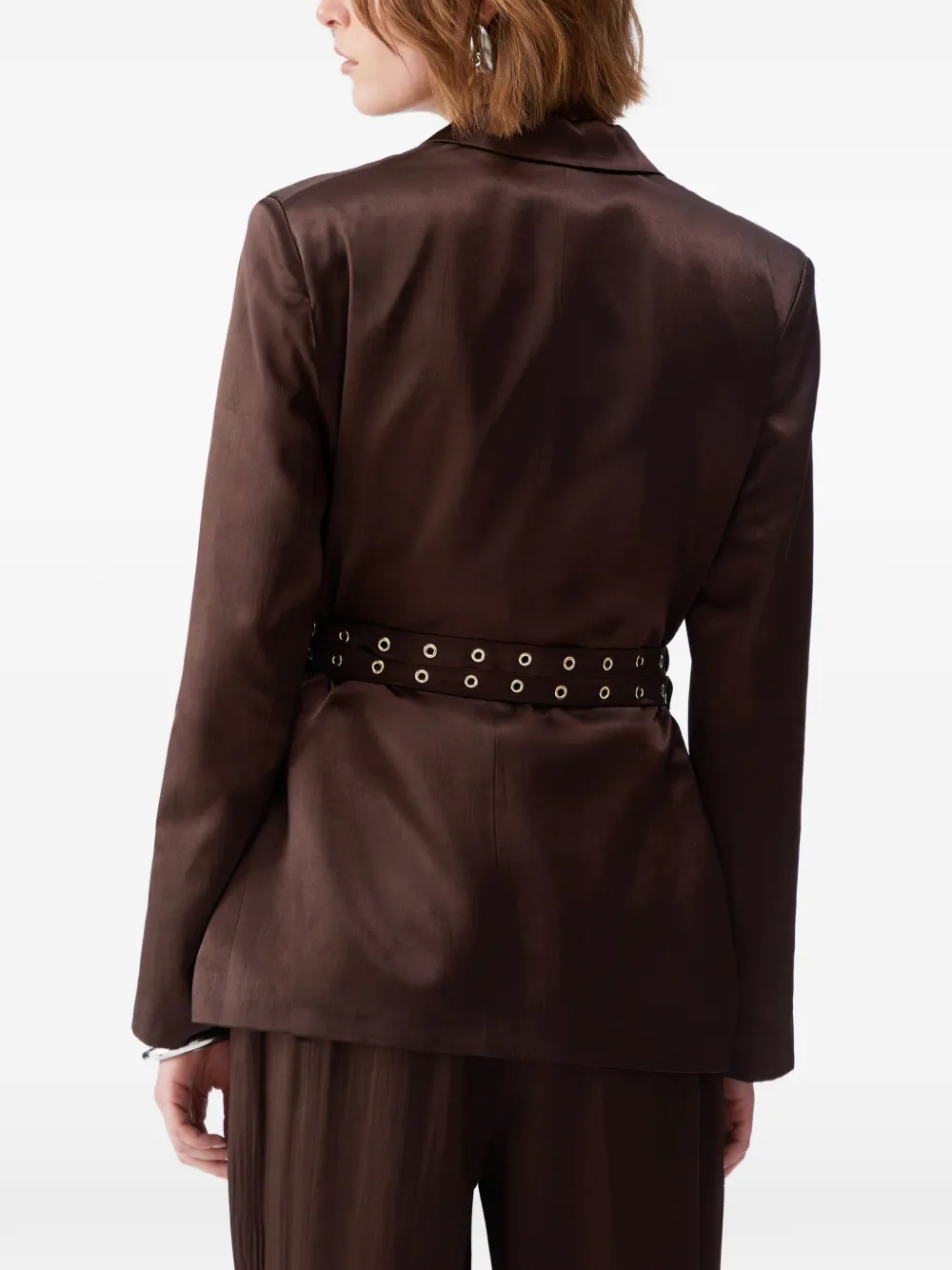 LIU JO Satijnen blazer met ceintuur Bruin