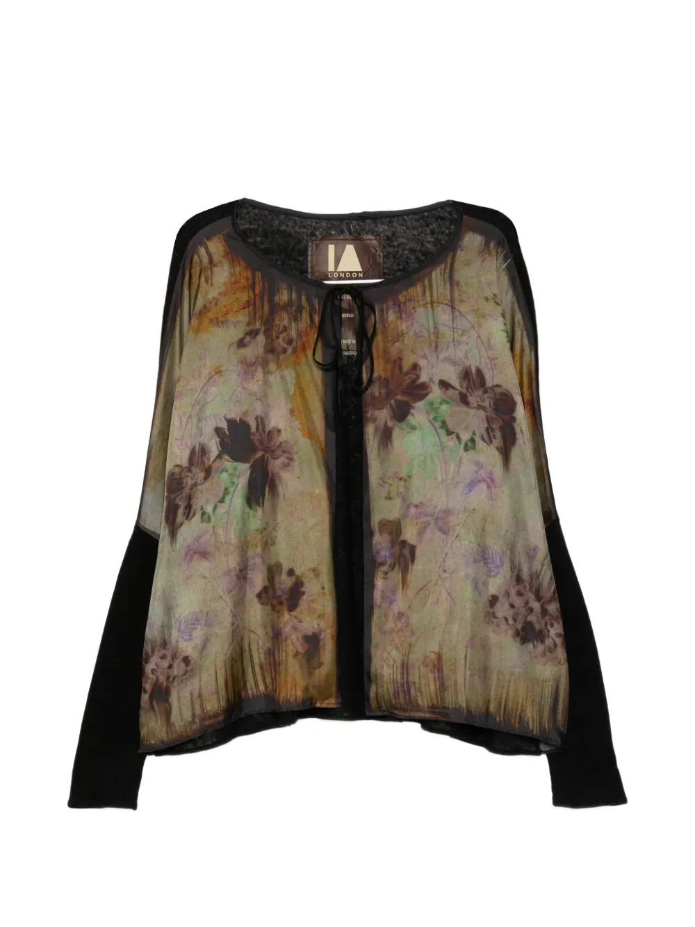 IA LONDON floral-print tie-neck knitwear - Nero