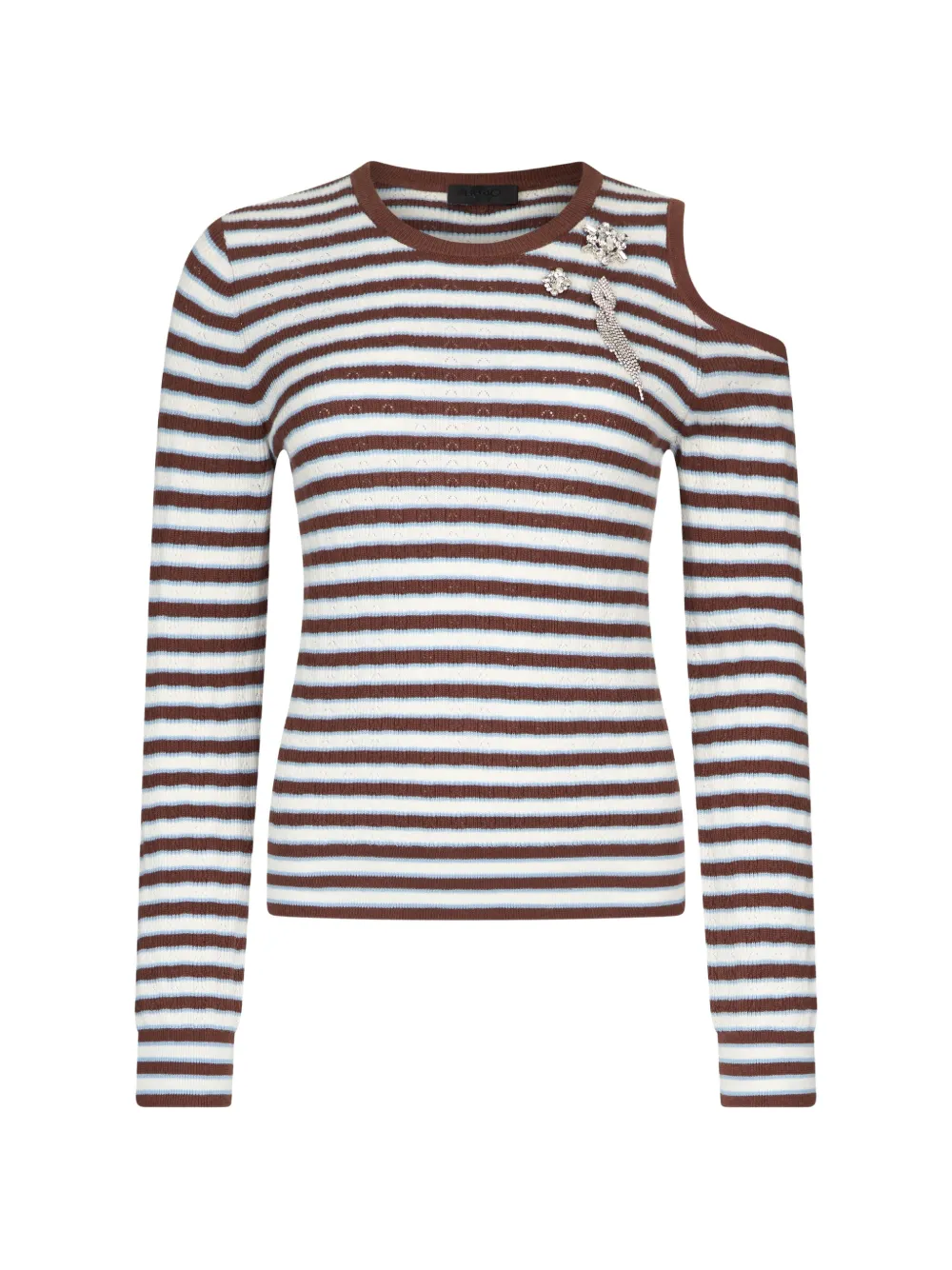 LIU JO striped cut-out sweater - Marrone