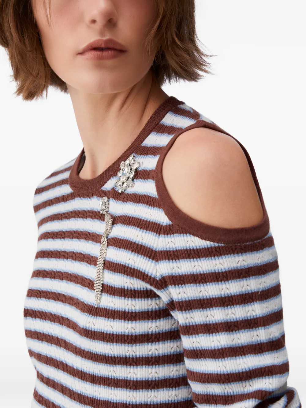 Striped Cut-Out Sweater