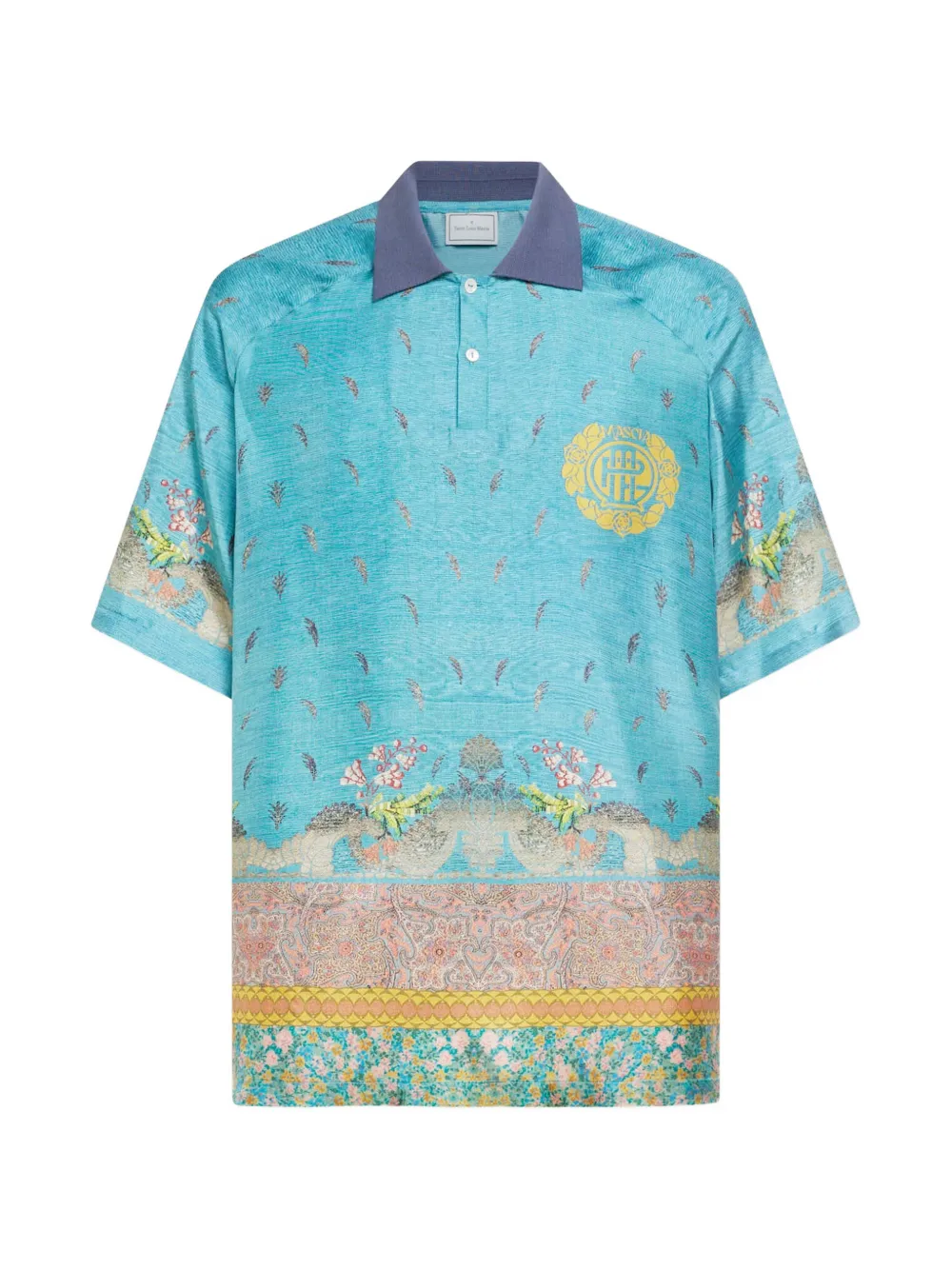 Pierre-Louis Mascia Aloe patterned polo shirt - Blu