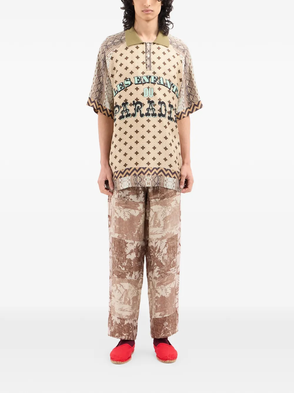Pierre-Louis Mascia Aloe poloshirt met geometrisch patroon Beige