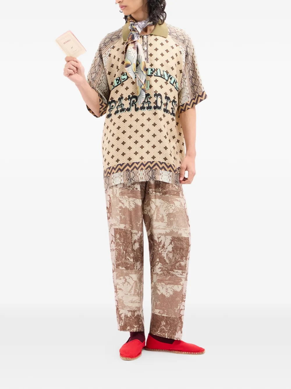 Pierre-Louis Mascia Aloe poloshirt met geometrisch patroon Beige