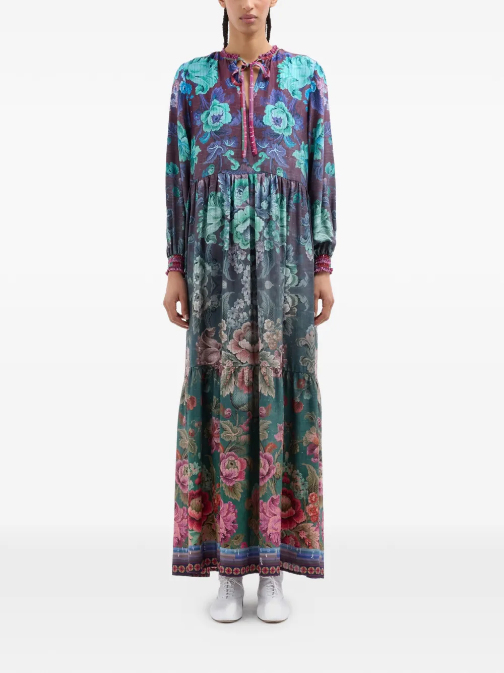 Pierre-Louis Mascia Tetris maxi-jurk met bloemenprint Groen