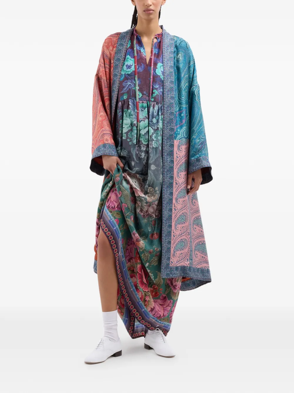 Pierre-Louis Mascia Tetris maxi-jurk met bloemenprint Groen