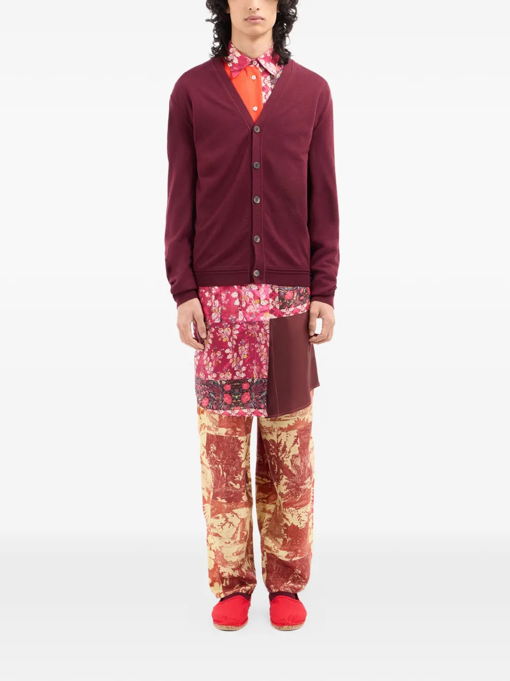 Pierre-Louis Mascia Tricot vest met V-hals en toile-print Rood