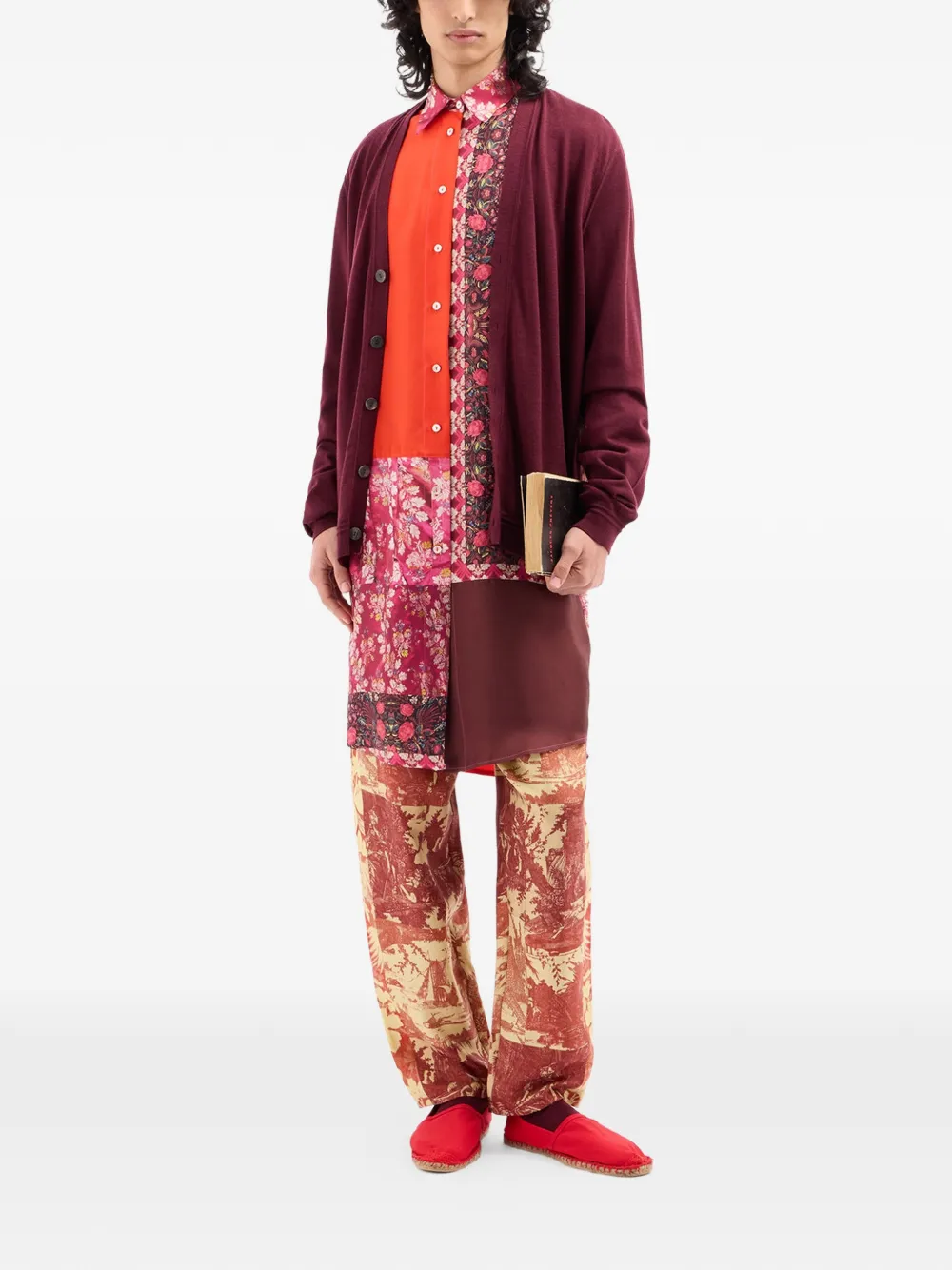 Pierre-Louis Mascia Tricot vest met V-hals en toile-print Rood