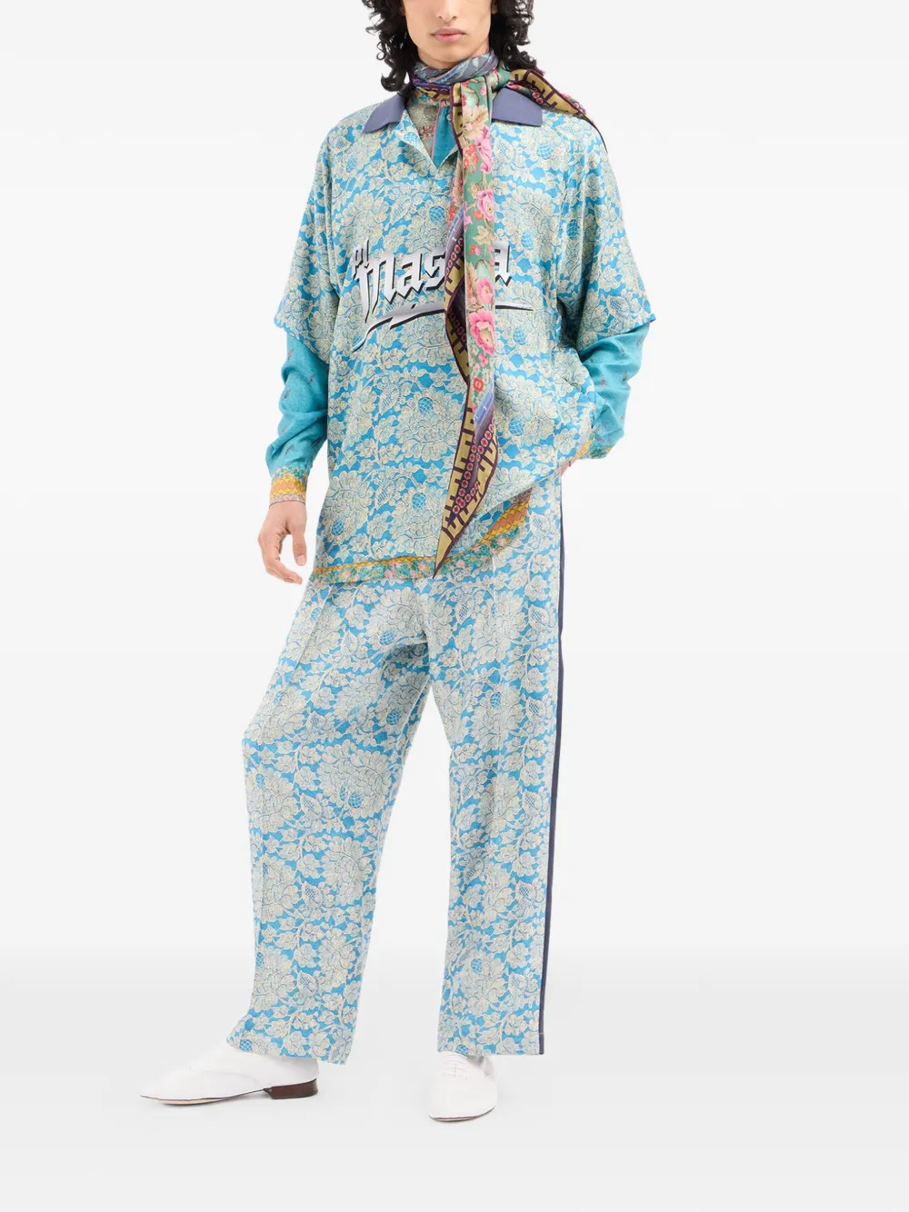 Pierre-Louis Mascia Aloe zijden poloshirt met bloemen Blauw