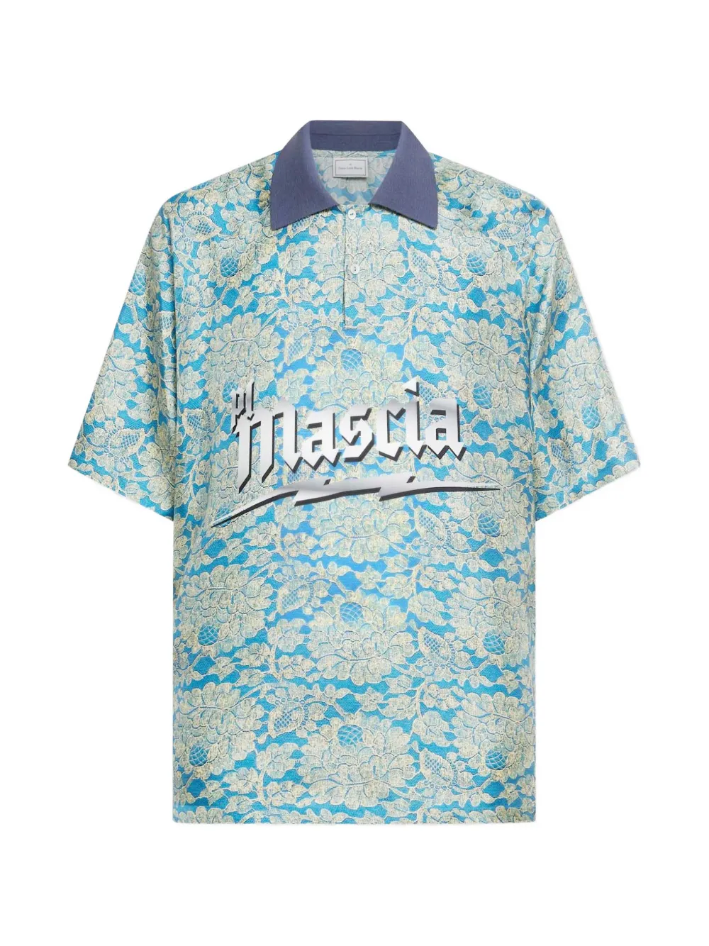 Pierre-Louis Mascia Aloe floral aloe silk polo shirt - Blu