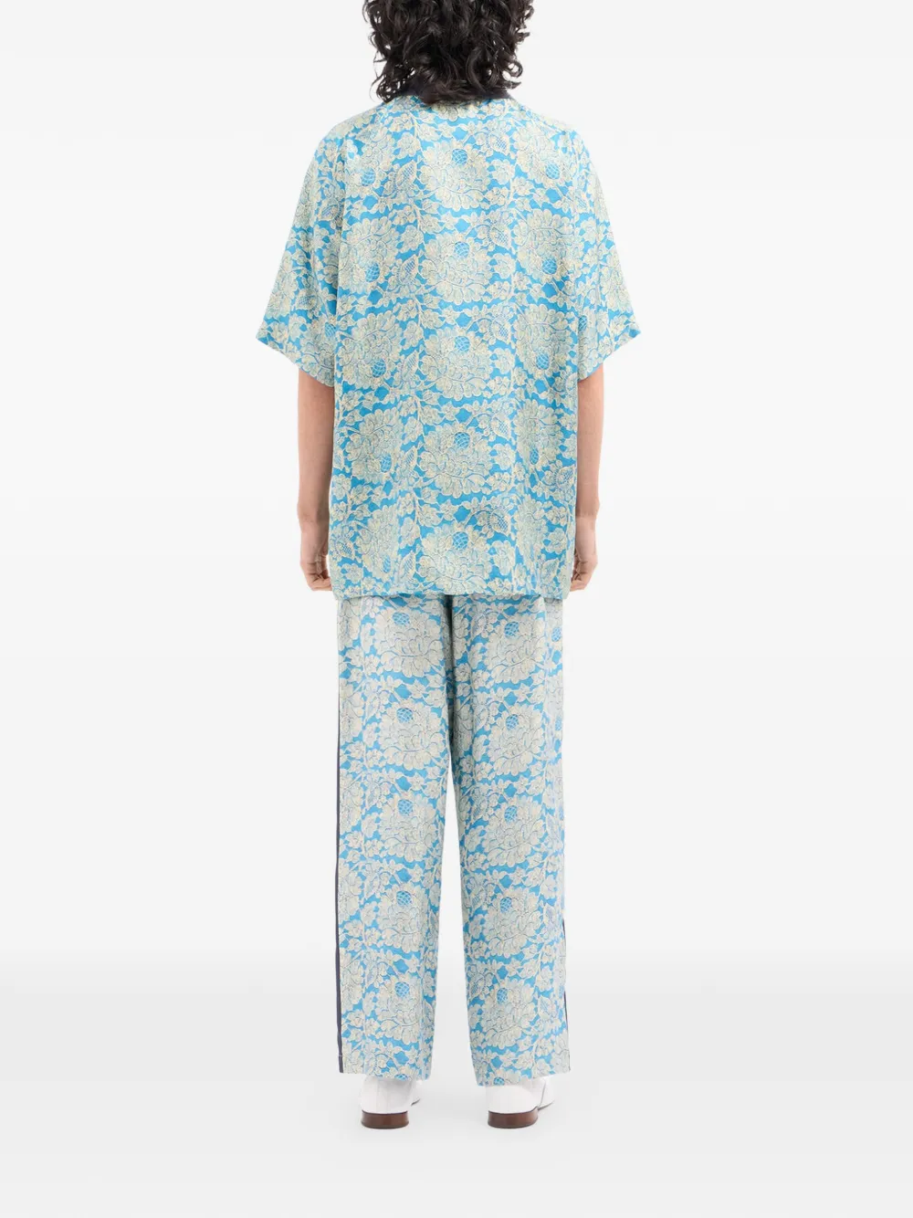 Pierre-Louis Mascia Aloe zijden poloshirt met bloemen Blauw