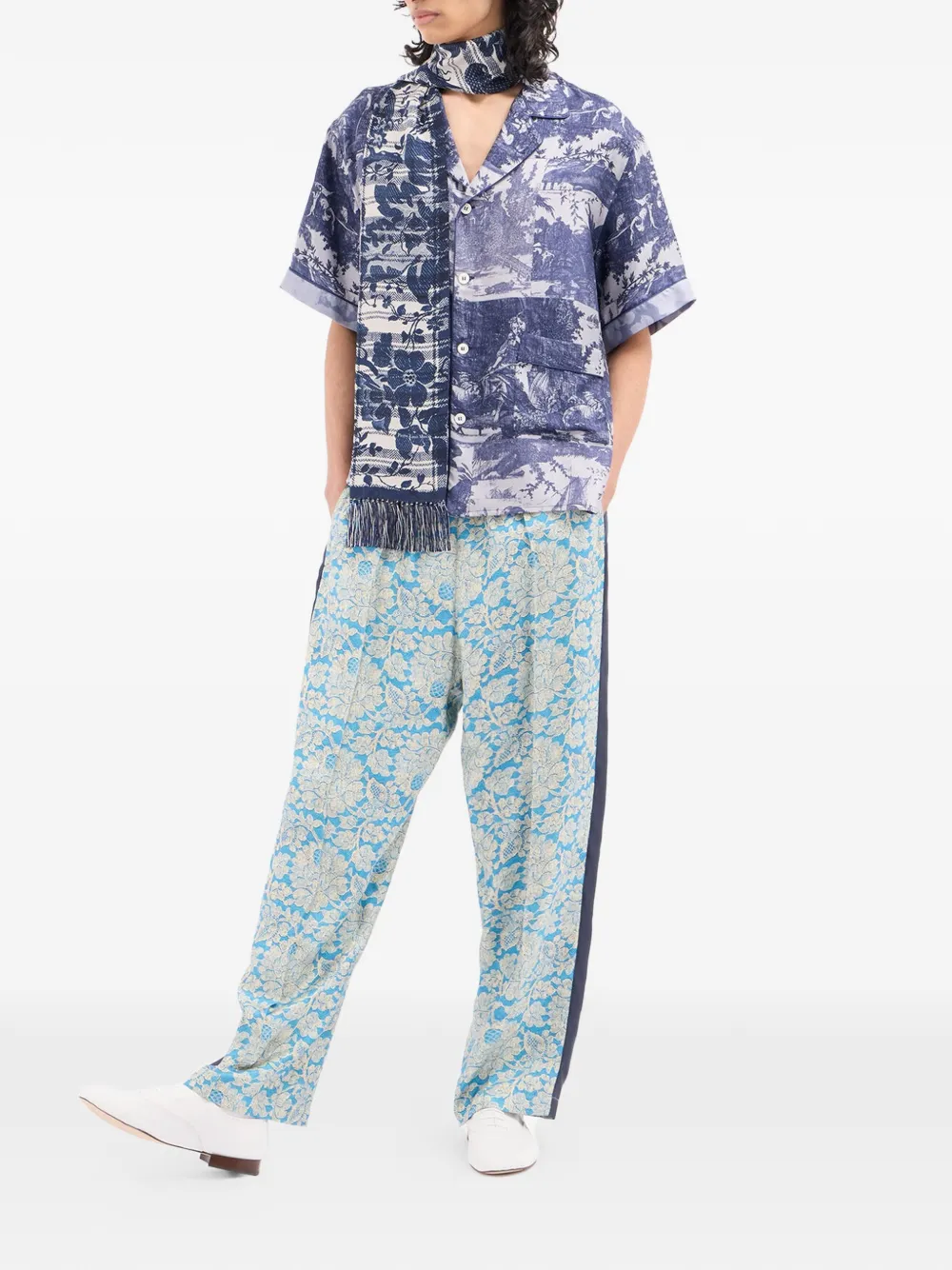 Pierre-Louis Mascia Broek met bloemenjacquard Blauw