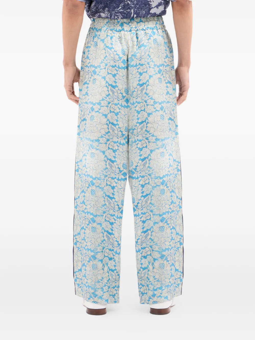 Pierre-Louis Mascia Broek met bloemenjacquard Blauw