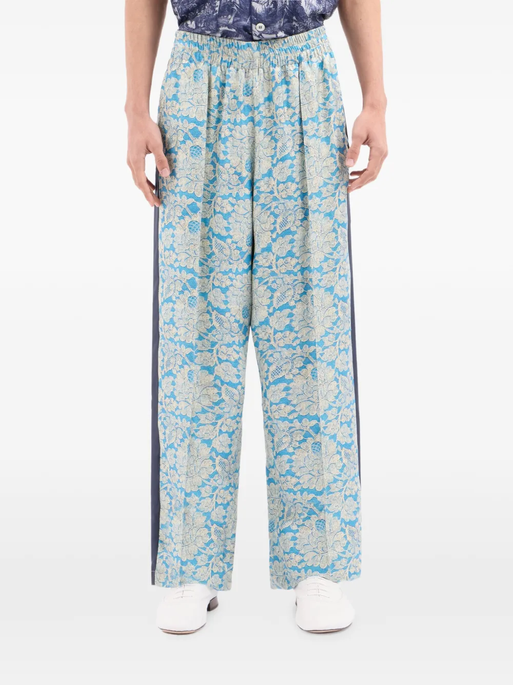 Pierre-Louis Mascia Broek met bloemenjacquard Blauw