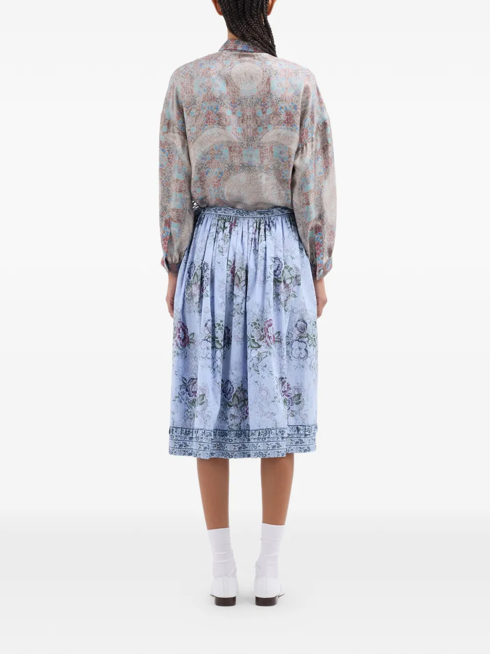 Pierre-Louis Mascia Rhi A-lijn midi-rok met bloemenprint Blauw
