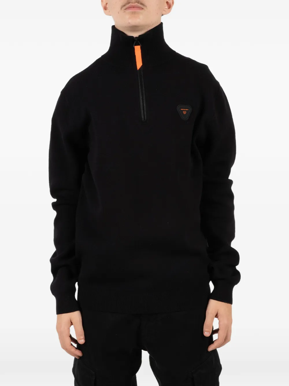 GERTRUDE Lewis Patch half-zip sweater - Nero