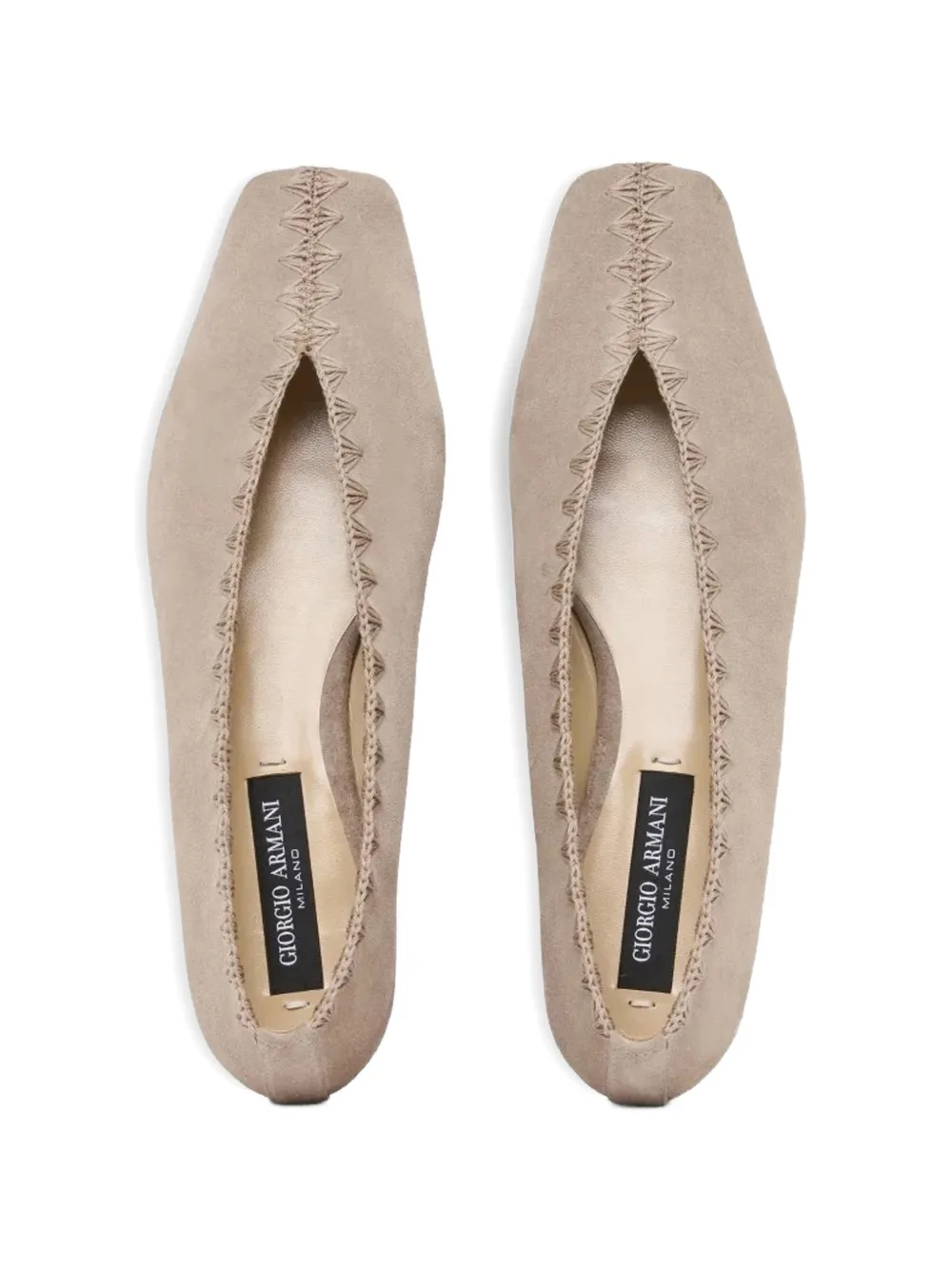 Giorgio Armani embroidery ballet flats Beige