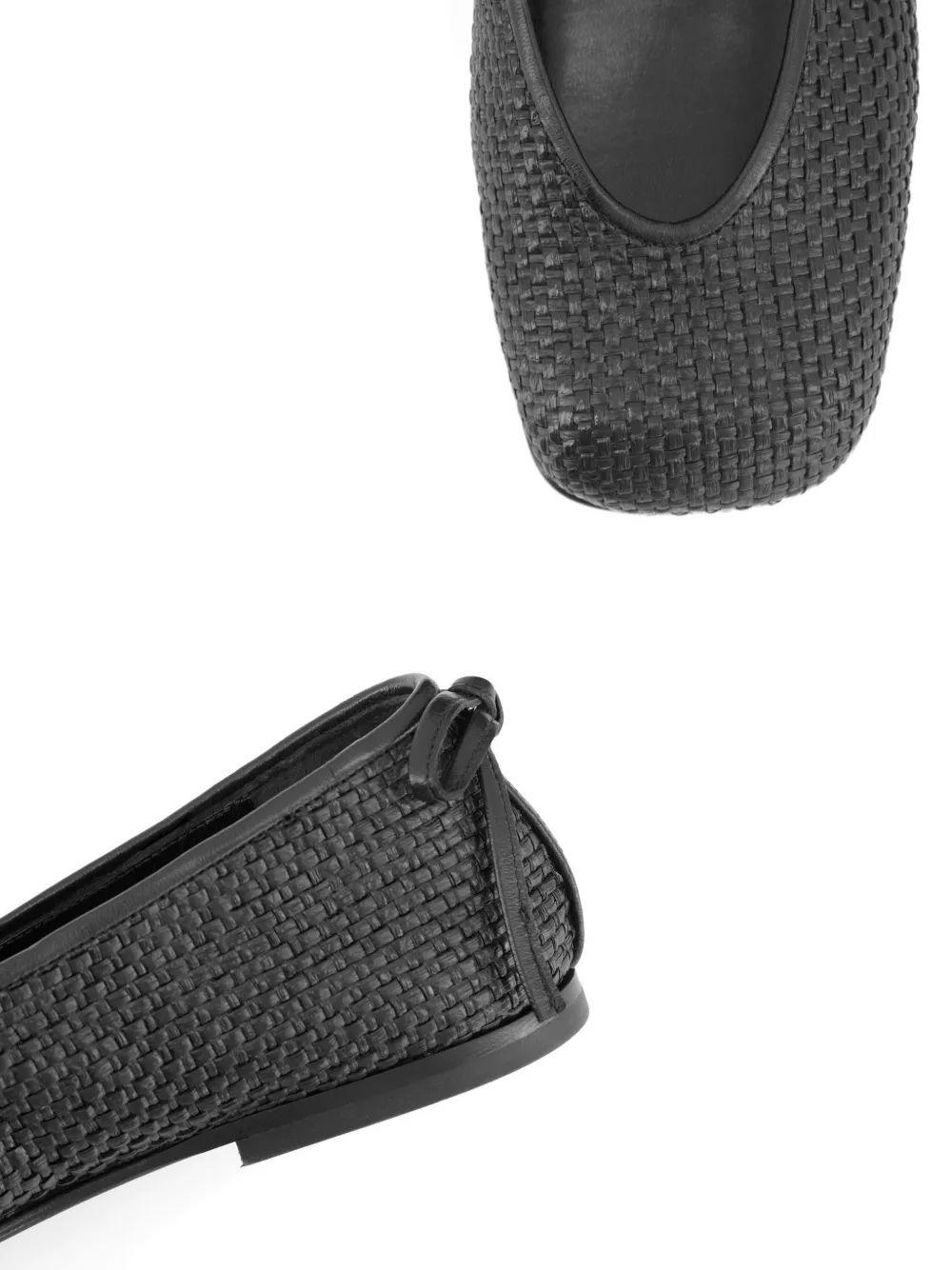 Nodaleto Raffia ballerina's met strik Zwart