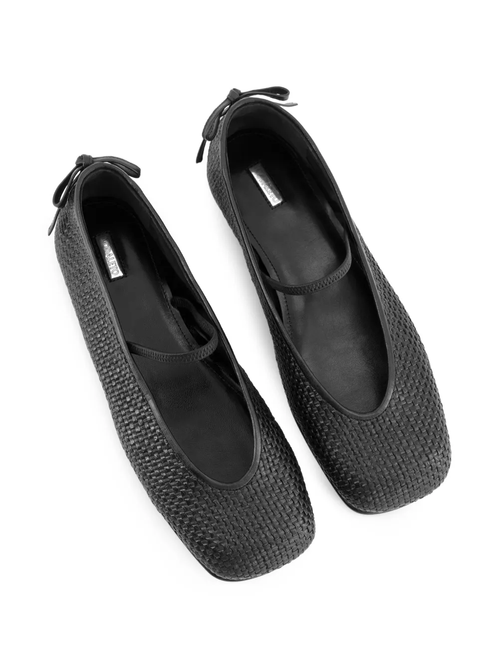 Nodaleto Raffia ballerina's met strik Zwart