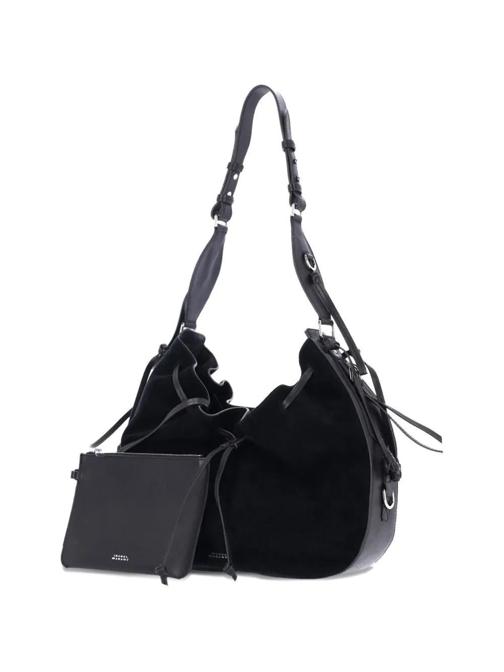 ISABEL MARANT Bolton Hobo schoudertas met trekkoord Zwart