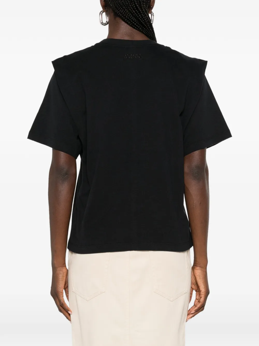 ISABEL MARANT Zelitos effen katoenen T-shirt met schoudervulling Zwart
