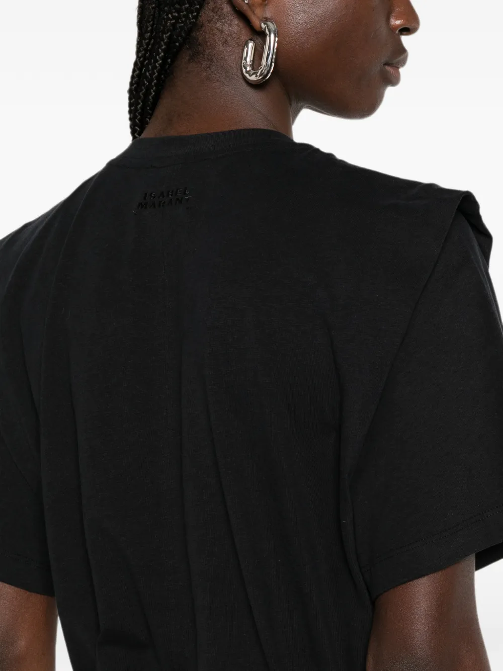 ISABEL MARANT Zelitos effen katoenen T-shirt met schoudervulling Zwart