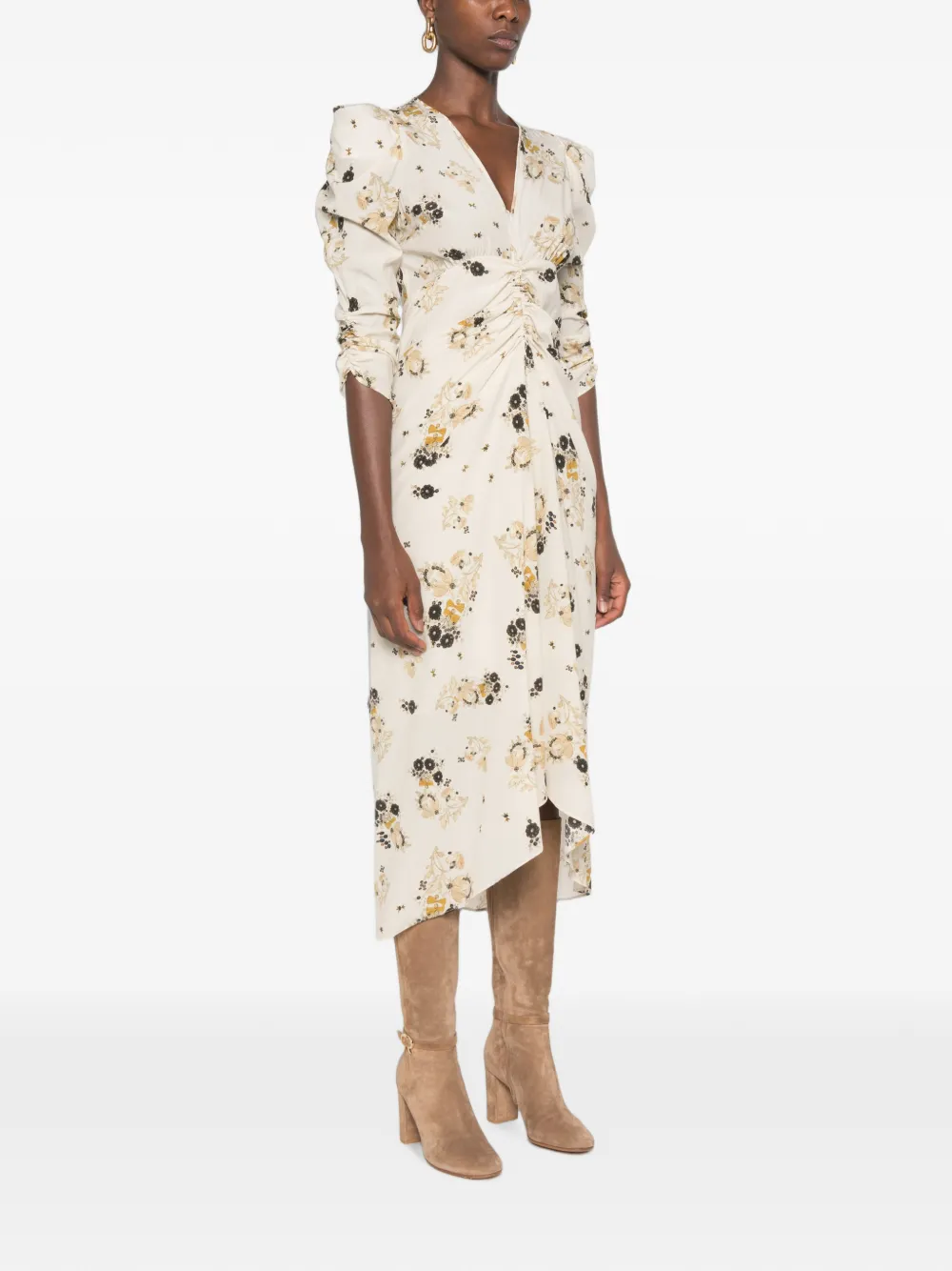 ISABEL MARANT Midi-jurk met bloemenprint Beige