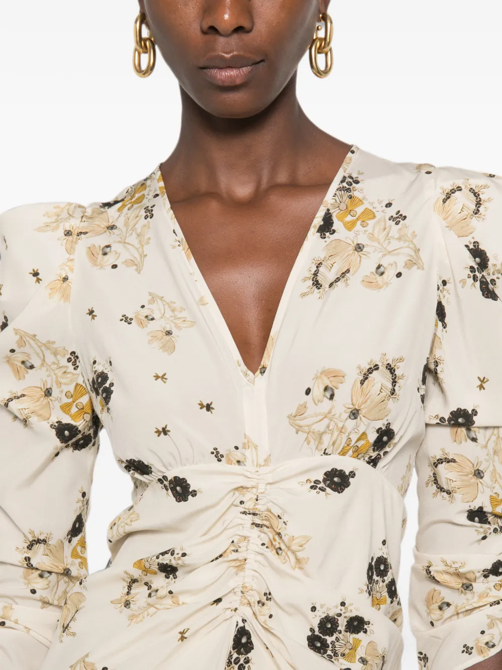 ISABEL MARANT Midi-jurk met bloemenprint Beige