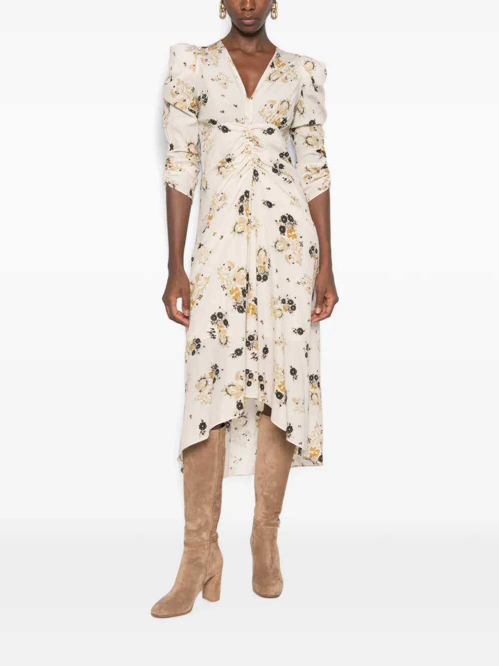 ISABEL MARANT Midi-jurk met bloemenprint Beige