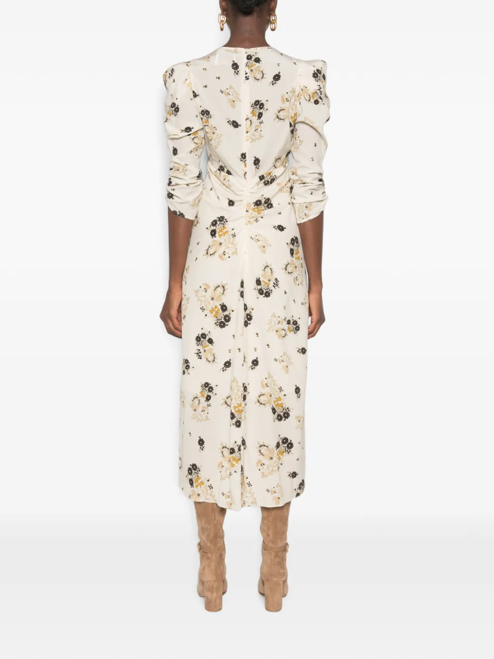 ISABEL MARANT Midi-jurk met bloemenprint Beige