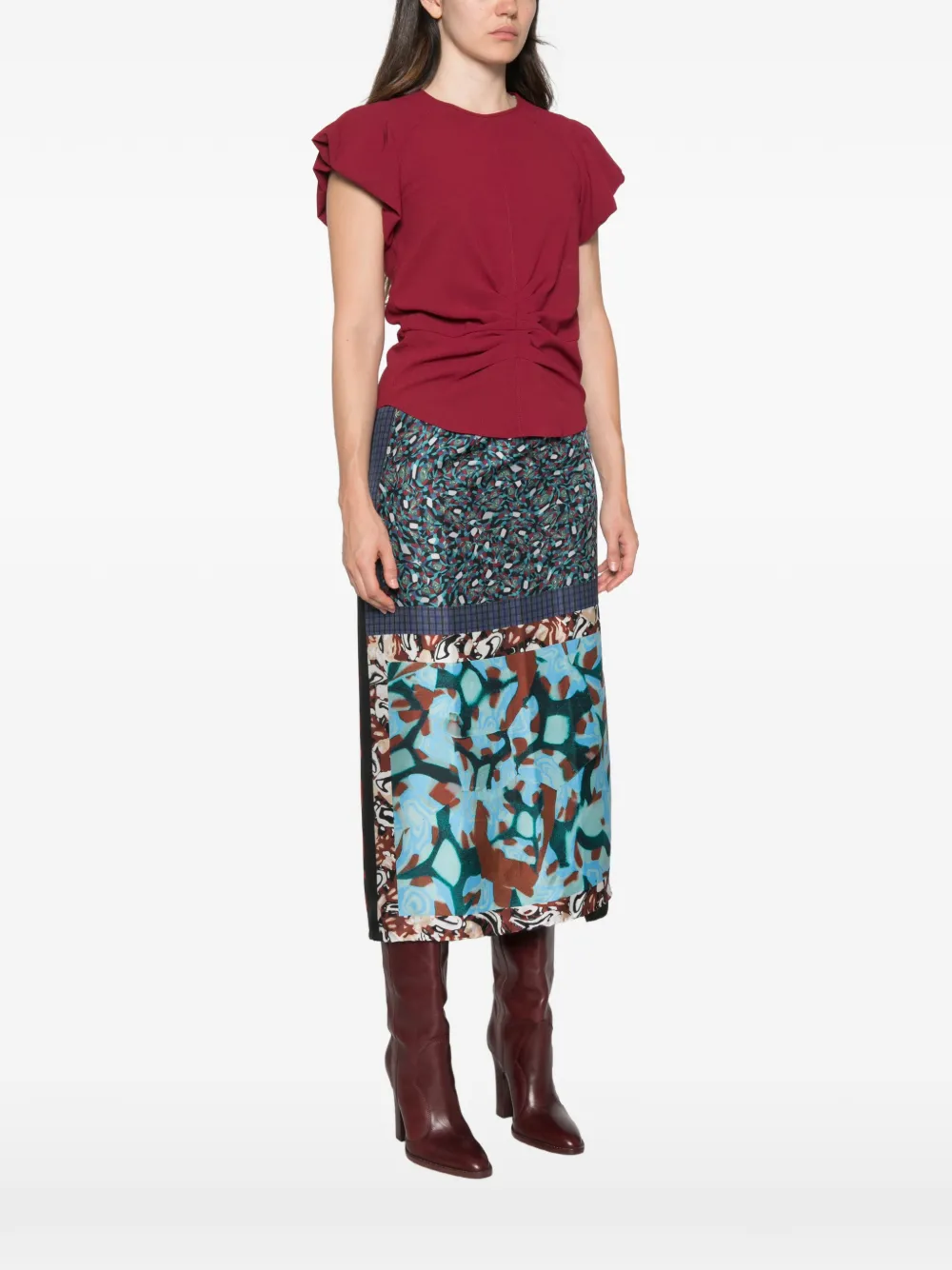 ISABEL MARANT Tullya blouse met gesmockte taille Rood