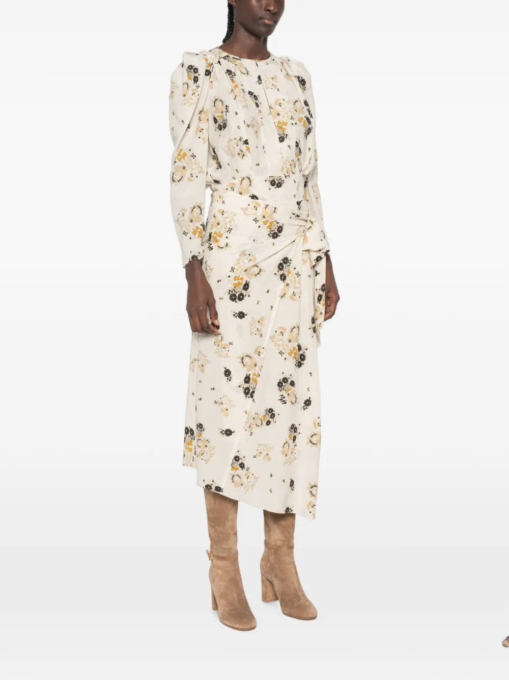 ISABEL MARANT Faniry asymmetrische midi-rok Beige