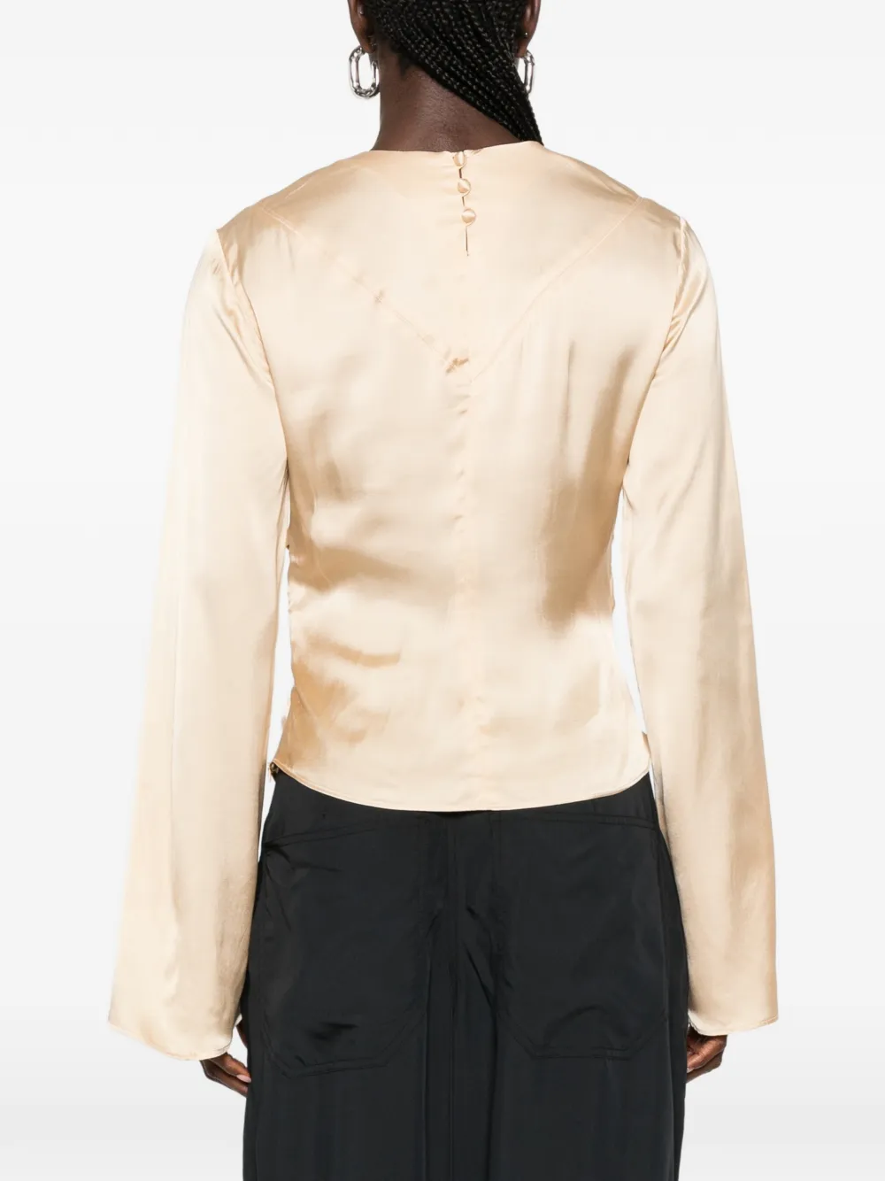 ISABEL MARANT Neame gedrapeerde satijnen blouse Beige