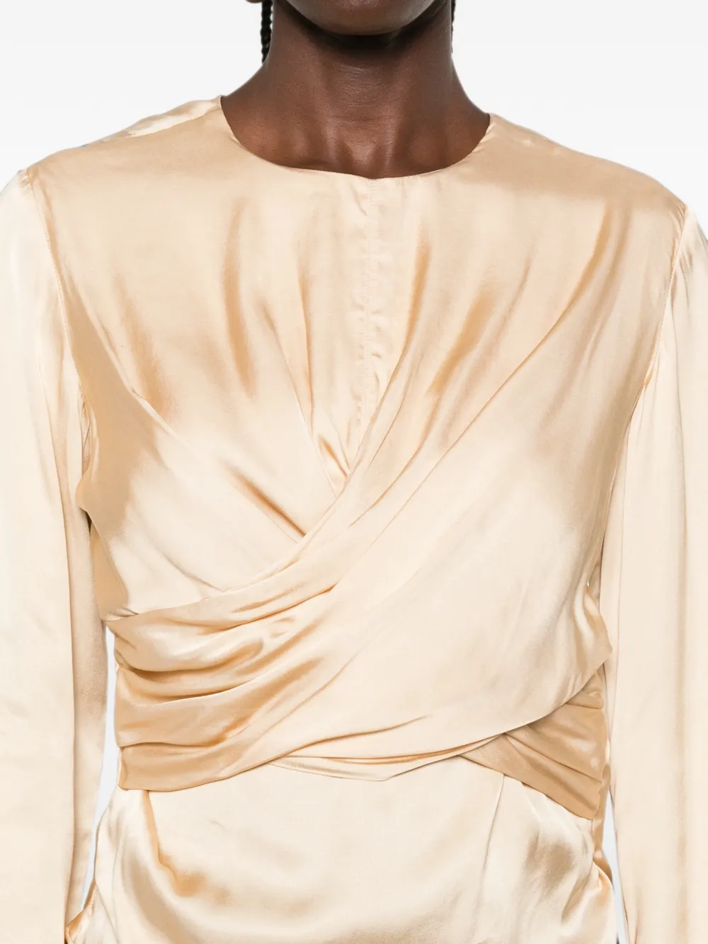 ISABEL MARANT Neame gedrapeerde satijnen blouse Beige