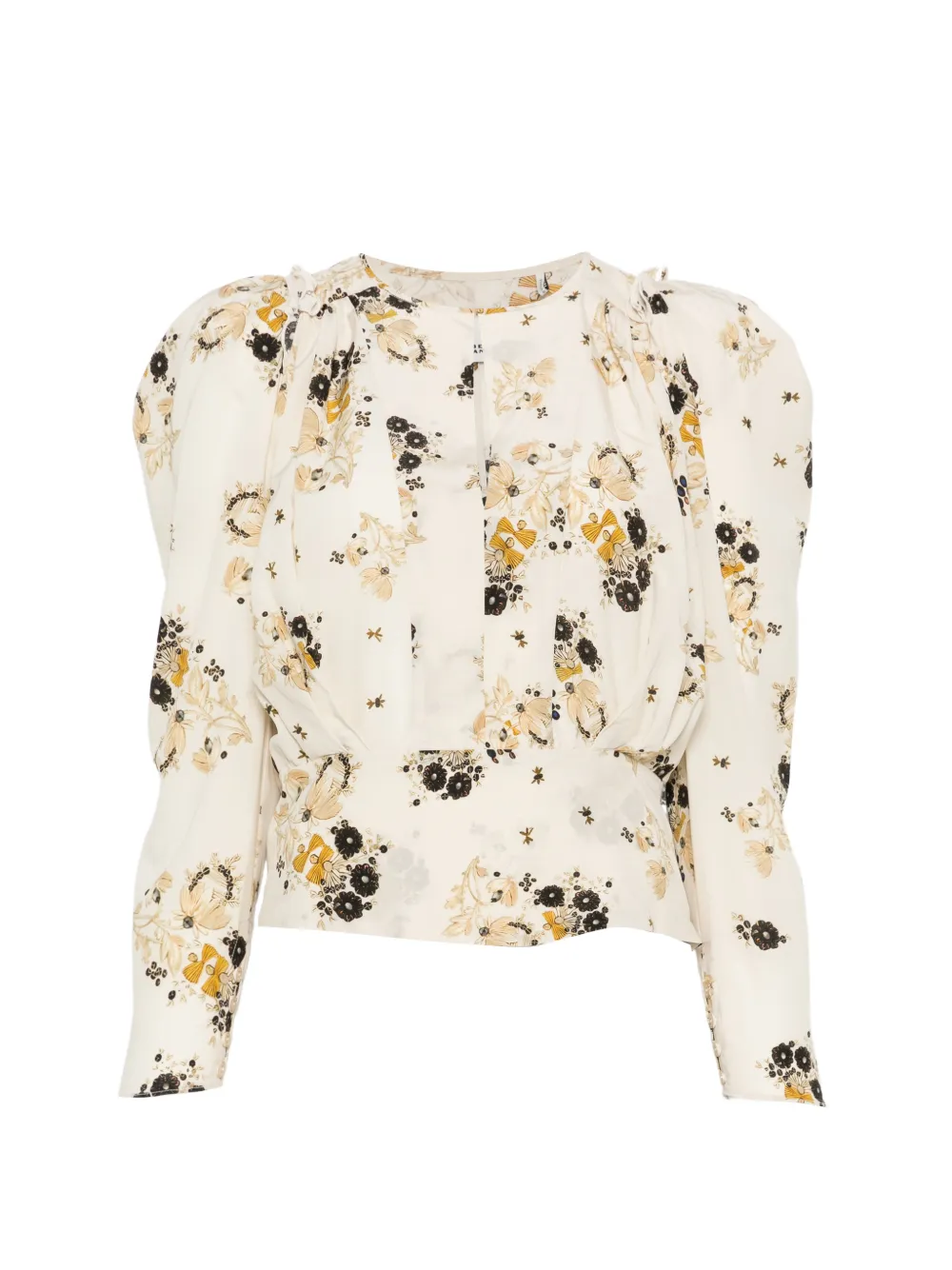 ISABEL MARANT Zarga floral-print puffed-sleeve blouse - Toni neutri