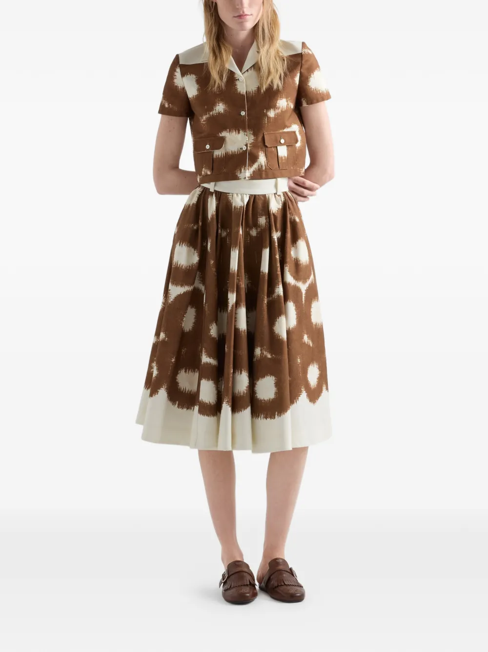  Prada Printed Canvas Shirt - Brown 
