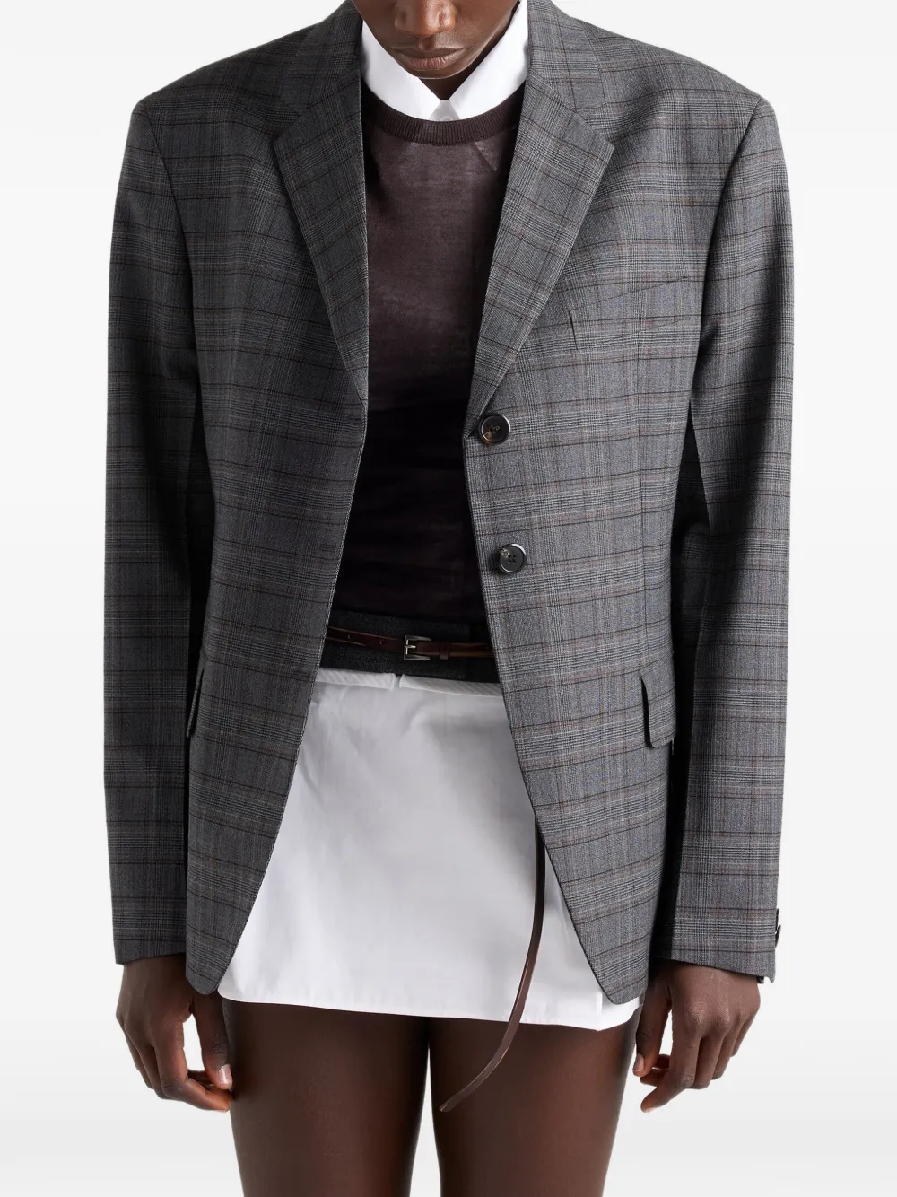 single-breasted Prince Of Wales checked virgin-wool jacket