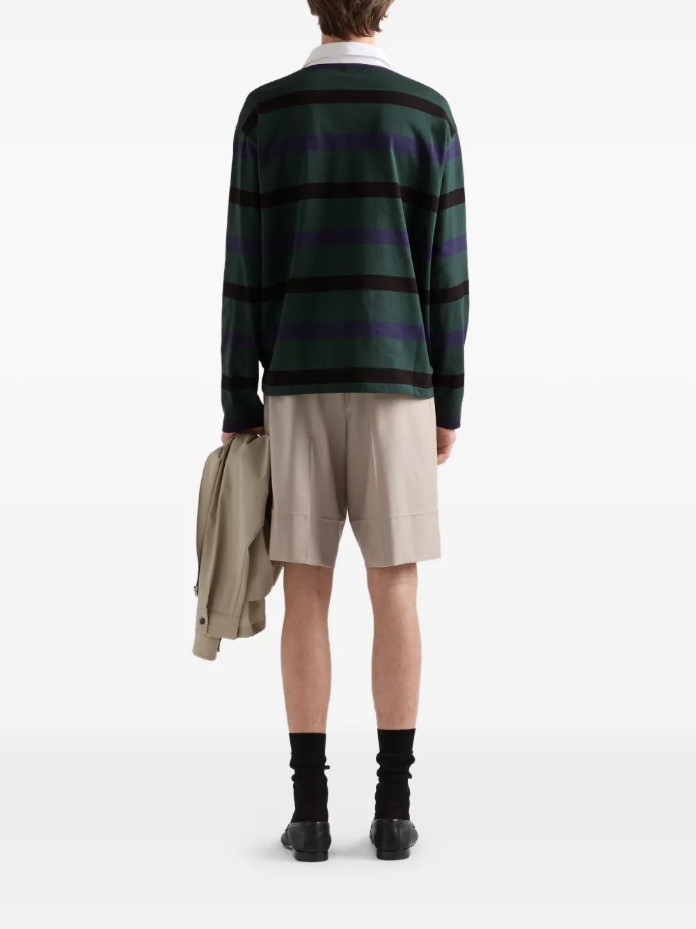  Prada Long-sleeved Cotton Polo Shirt - Green 
